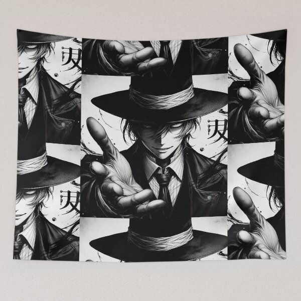 Item preview, The Shadow's Offer: Dark Manga Noir Anime Boy in a Fedora Extending a Mysterious Deal designed and sold by MouradStudio.