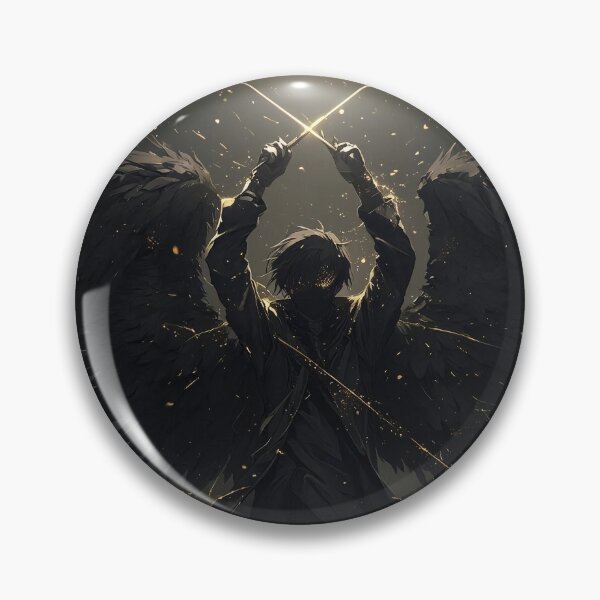 Item preview, Symphony of Shadows: Fallen Angel Anime Conductor Orchestrating Golden Magic designed and sold by MouradStudio.