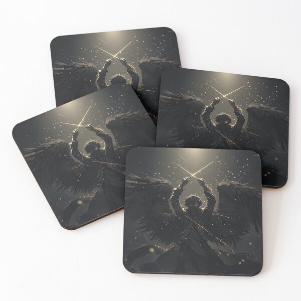 Item preview, Symphony of Shadows: Fallen Angel Anime Conductor Orchestrating Golden Magic designed and sold by MouradStudio.