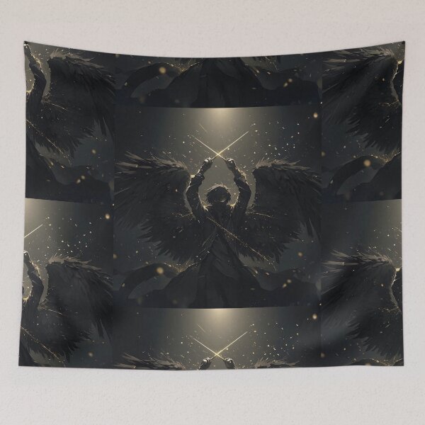 Item preview, Symphony of Shadows: Fallen Angel Anime Conductor Orchestrating Golden Magic designed and sold by MouradStudio.