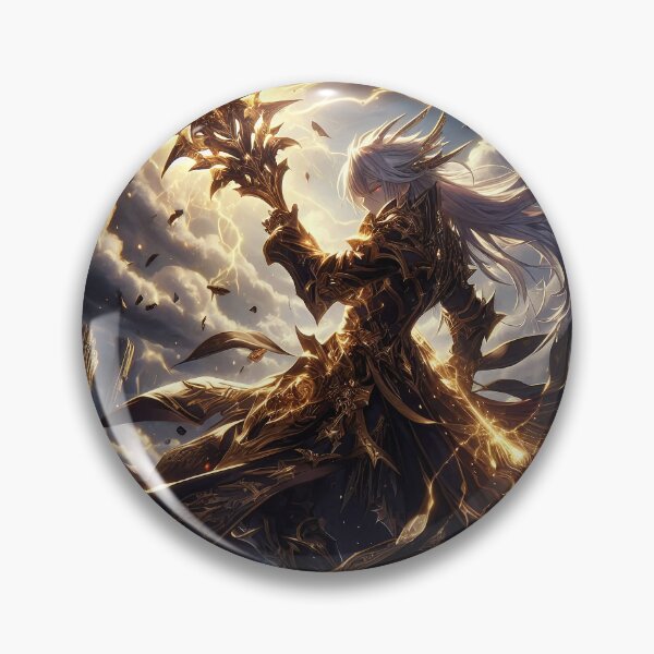 Item preview, Stormcaller of the Ruined Skies: Golden Lightning Anime Warrior in Dark Armor designed and sold by MouradStudio.