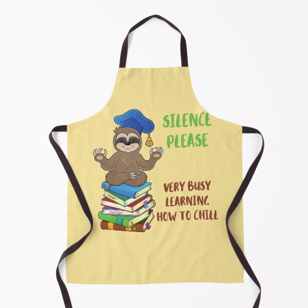 Item preview, Sloth doing yoga on a stack of books, "Silence please, very busy learning how to chill". designed and sold by VéVé's Place.