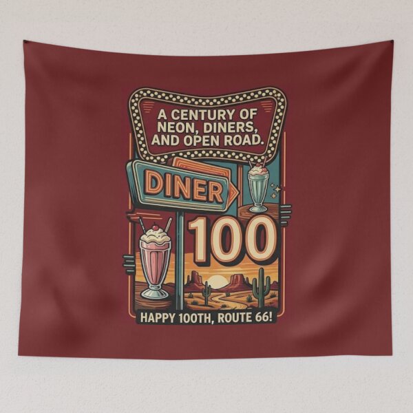 Item preview, Route 66 Diner 100th Anniversary T-shirt | Retro Neon Road Sign designed and sold by LaModaLoKa01.