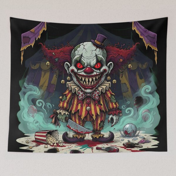 Item preview, Demonic Clown Butcher Horror Scene designed and sold by Chaotic Cuties.