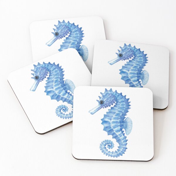 Item preview, Blue Watercolor Seahorse Ocean Life Illustration designed and sold by SaturnStudioart.