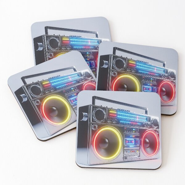 Item preview, Neon Pulse - 80s Retro Chrome Boombox designed and sold by powersunlight.