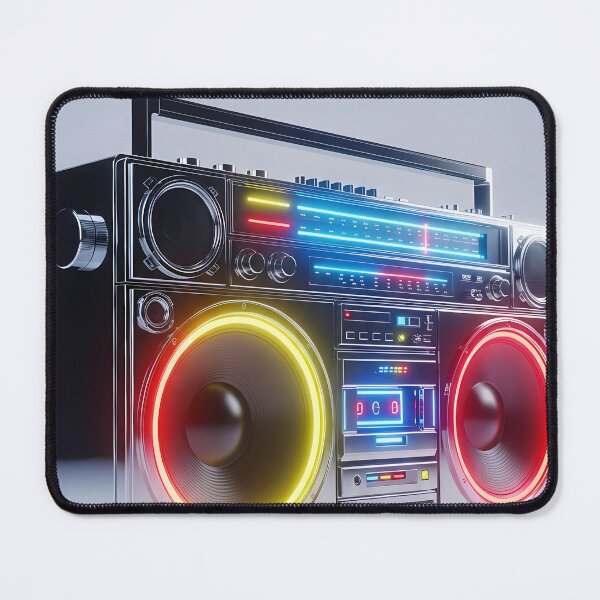 Item preview, Neon Pulse - 80s Retro Chrome Boombox designed and sold by powersunlight.