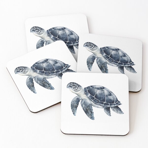 Item preview, Indigo Blue Watercolor Sea Turtle Illustration designed and sold by SaturnStudioart.