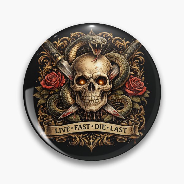 Item preview, Live Fast Die Last – Gothic Skull Snake Dagger Tattoo Style T-Shirt designed and sold by Mohtarma Designs.