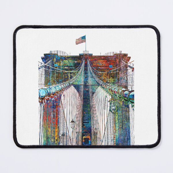 Item preview, Brooklyn Bridge Art Colorful Iconic New York Print designed and sold by Sharon Cummings Art.