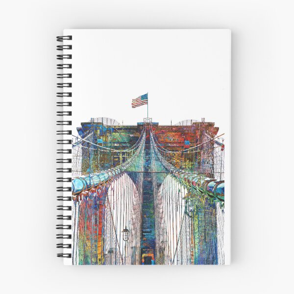 Item preview, Brooklyn Bridge Art Colorful Iconic New York Print designed and sold by Sharon Cummings Art.