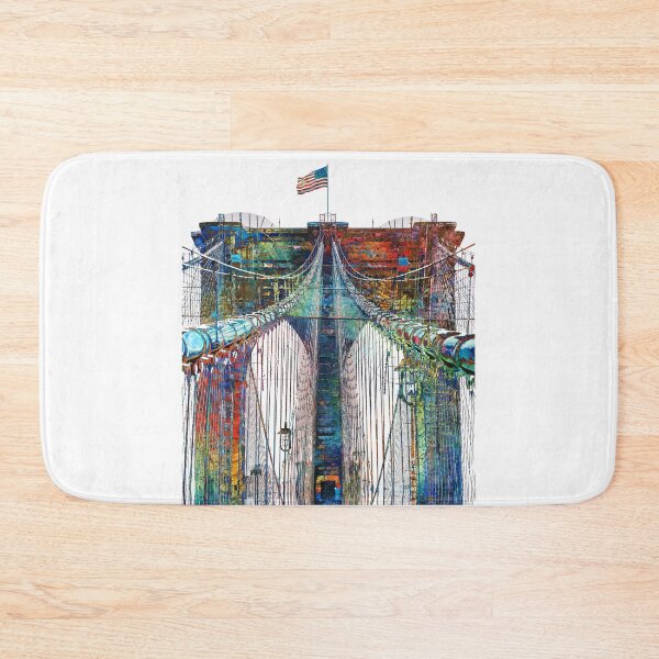 Item preview, Brooklyn Bridge Art Colorful Iconic New York Print designed and sold by Sharon Cummings Art.