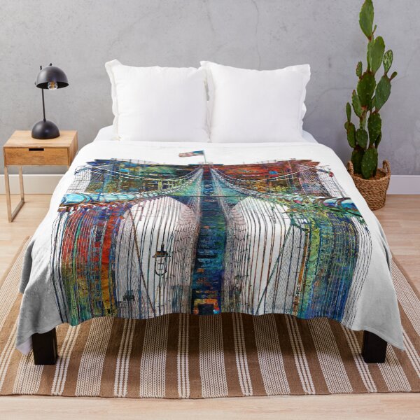 Item preview, Brooklyn Bridge Art Colorful Iconic New York Print designed and sold by Sharon Cummings Art.