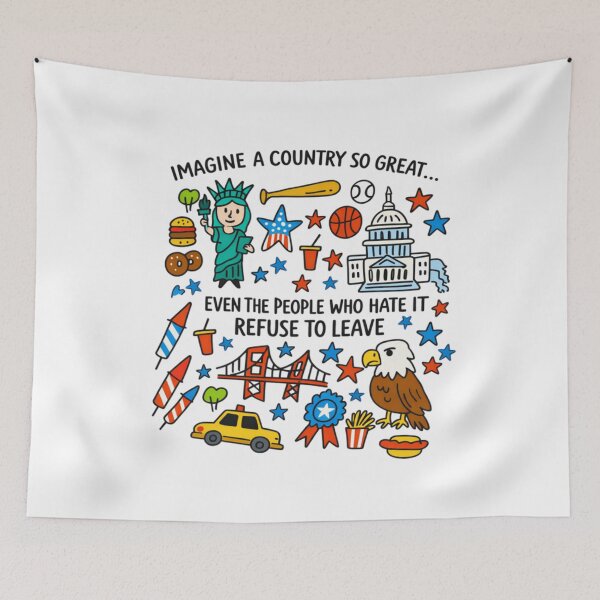Item preview, Imagine A Country So Great  USA Icons Doodle Art designed and sold by Ali-printshop.