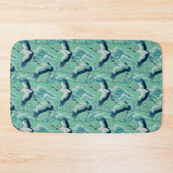 Item preview, Grullas de estilo chino y flores de cerezo sobre fondo verde menta. designed and sold by SophieClimaArt.