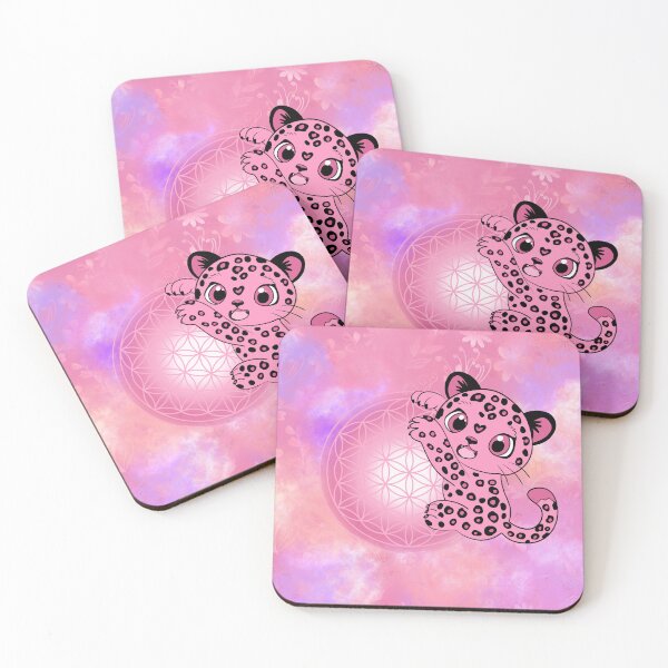 Item preview, Kawaii Pink Baby Leopard & Flower of Life – Cute and Feminine Design designed and sold by Le royaume des fleurs.