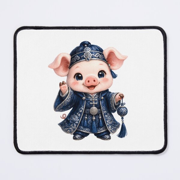Item preview, Cute Chinese Zodiac Pig – Adorable Baby Pig in Blue Silver Royal Chinese Costume Illustration designed and sold by Symbol Universe.