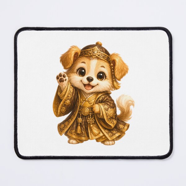 Item preview, Cute Chinese Zodiac Dog – Adorable Golden Puppy in Brown Gold Imperial Chinese Robe Illustration designed and sold by Symbol Universe.