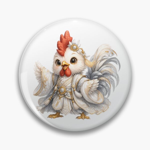 Item preview, Cute Chinese Zodiac Rooster – Adorable Baby Rooster in White Gold Royal Imperial Robe Illustration designed and sold by Symbol Universe.