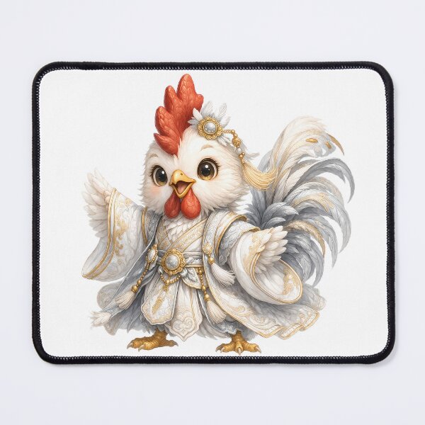 Item preview, Cute Chinese Zodiac Rooster – Adorable Baby Rooster in White Gold Royal Imperial Robe Illustration designed and sold by Symbol Universe.
