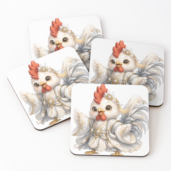 Item preview, Cute Chinese Zodiac Rooster – Adorable Baby Rooster in White Gold Royal Imperial Robe Illustration designed and sold by Symbol Universe.