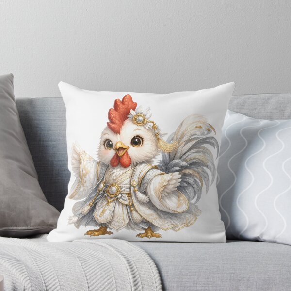 Item preview, Cute Chinese Zodiac Rooster – Adorable Baby Rooster in White Gold Royal Imperial Robe Illustration designed and sold by Symbol Universe.