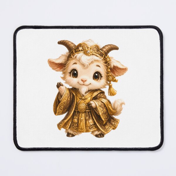 Item preview, Cute Chinese Zodiac Goat – Adorable Baby Goat Prince in Brown Gold Imperial Robe Illustration designed and sold by Symbol Universe.