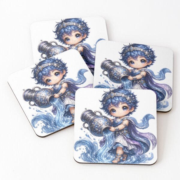 Item preview, Cute Aquarius Zodiac – Adorable Chibi Star Child Pouring Celestial Water Urn Illustration designed and sold by Symbol Universe.
