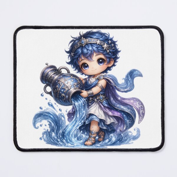 Item preview, Cute Aquarius Zodiac – Adorable Chibi Star Child Pouring Celestial Water Urn Illustration designed and sold by Symbol Universe.