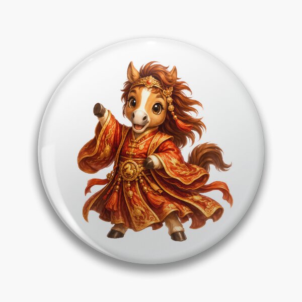 Item preview, Cute Chinese Zodiac Horse – Adorable Baby Pony Spirit in Red Gold Imperial Robe Illustration designed and sold by Symbol Universe.