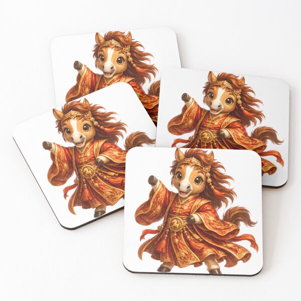 Item preview, Cute Chinese Zodiac Horse – Adorable Baby Pony Spirit in Red Gold Imperial Robe Illustration designed and sold by Symbol Universe.