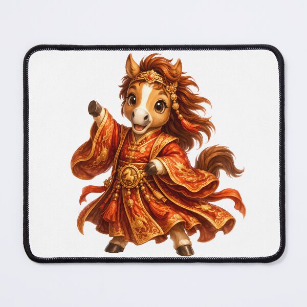 Item preview, Cute Chinese Zodiac Horse – Adorable Baby Pony Spirit in Red Gold Imperial Robe Illustration designed and sold by Symbol Universe.