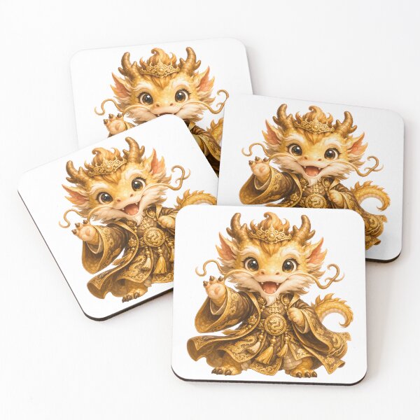 Item preview, Cute Chinese Zodiac Dragon – Adorable Baby Dragon in Gold Imperial Chinese Robe Illustration designed and sold by Symbol Universe.