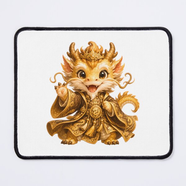 Item preview, Cute Chinese Zodiac Dragon – Adorable Baby Dragon in Gold Imperial Chinese Robe Illustration designed and sold by Symbol Universe.
