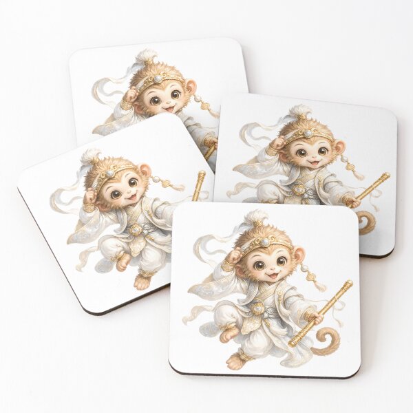 Item preview, Cute Chinese Zodiac Monkey – Adorable Baby Monkey Hero in White Gold Imperial Robe Illustration designed and sold by Symbol Universe.