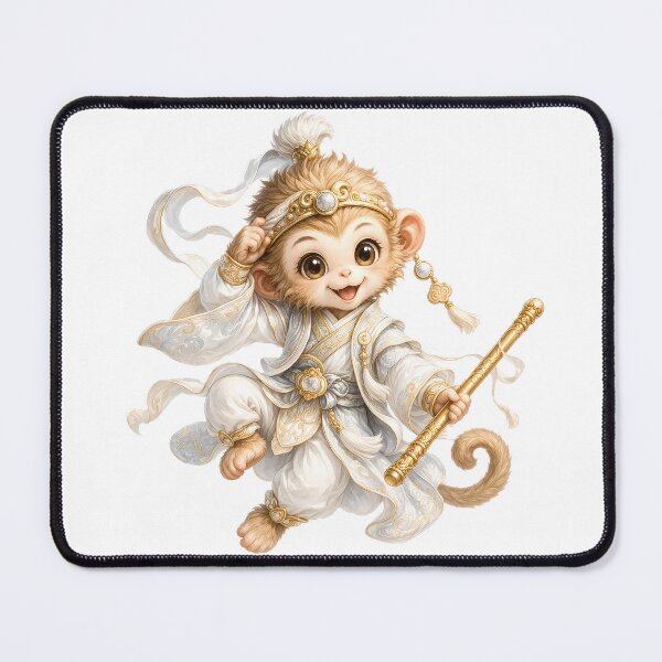 Item preview, Cute Chinese Zodiac Monkey – Adorable Baby Monkey Hero in White Gold Imperial Robe Illustration designed and sold by Symbol Universe.