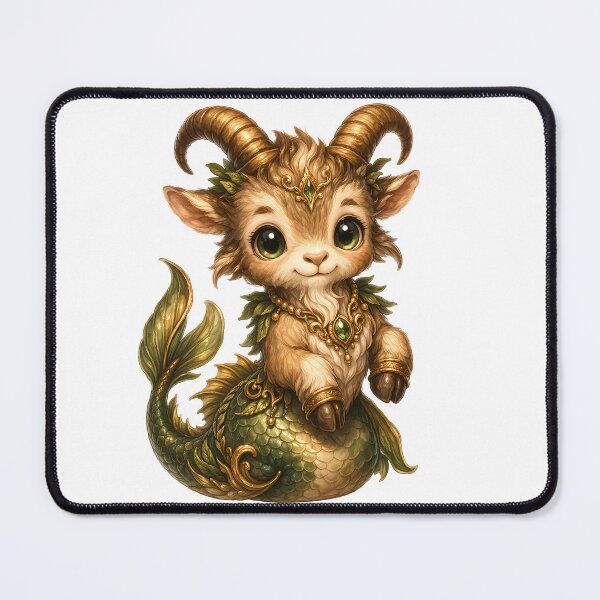 Item preview, Cute Capricorn Zodiac – Adorable Baby Sea-Goat with Green Fish Tail and Gold Jewels Illustration designed and sold by Symbol Universe.