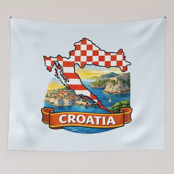 Item preview, Croatia Map - Dubrovnik Coast designed and sold by Myra365Art.