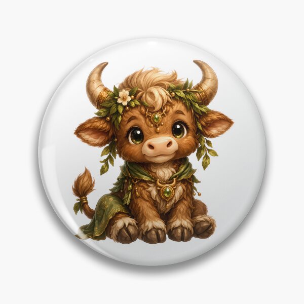 Item preview, Cute Taurus Zodiac – Adorable Baby Bull with Flower Crown and Green Leaf Nature Jewels Illustration designed and sold by Symbol Universe.