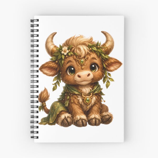 Item preview, Cute Taurus Zodiac – Adorable Baby Bull with Flower Crown and Green Leaf Nature Jewels Illustration designed and sold by Symbol Universe.