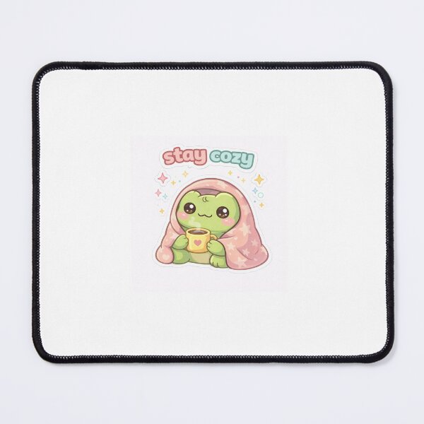 Item preview, Kawaii Frog “Stay Cozy” | Cute Frog With Blanket and Coffee Sticker designed and sold by AidaAviles.