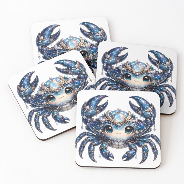 Item preview, Cute Cancer Zodiac – Adorable Galaxy Crab with Moon Crown and Starfield Shell Illustration designed and sold by Symbol Universe.
