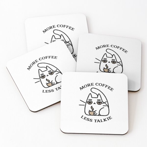 Item preview, More Coffee Less Talkie, Cat  designed and sold by HoppingCreation.