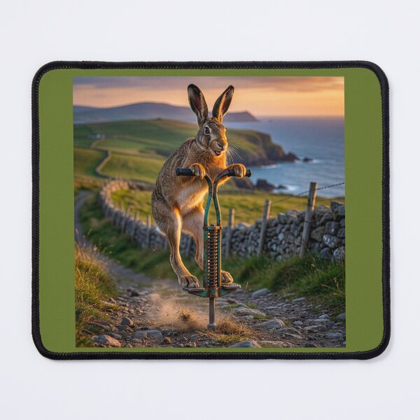Item preview, Irish Hare Rides his Pogo Stick by Ocean designed and sold by Tridentulus.