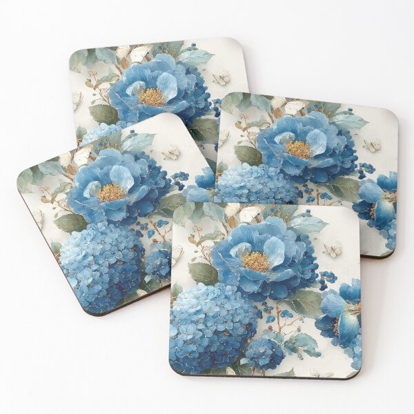Item preview, Azure Elegance: Premium Blue & Gold Botanical Pattern designed and sold by Nine Lives Studio.
