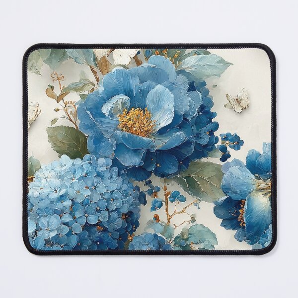 Item preview, Azure Elegance: Premium Blue & Gold Botanical Pattern designed and sold by Nine Lives Studio.