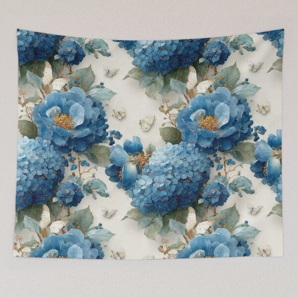 Item preview, Azure Elegance: Premium Blue & Gold Botanical Pattern designed and sold by Nine Lives Studio.