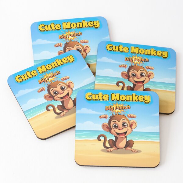 Item preview, cute punch monkey designed and sold by Art Wave Studio.