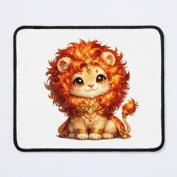 Item preview, Cute Leo Zodiac – Adorable Baby Lion with Fiery Golden Mane and Royal Gold Crown Illustration designed and sold by Symbol Universe.