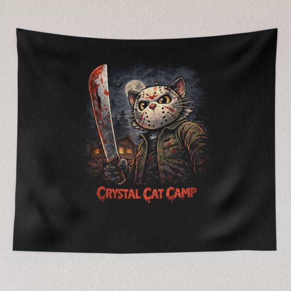 Item preview, Crystal Cat Camp Horror Slasher Cat Design designed and sold by VibeFactoryOfc.